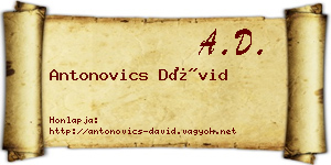 Antonovics Dávid névjegykártya